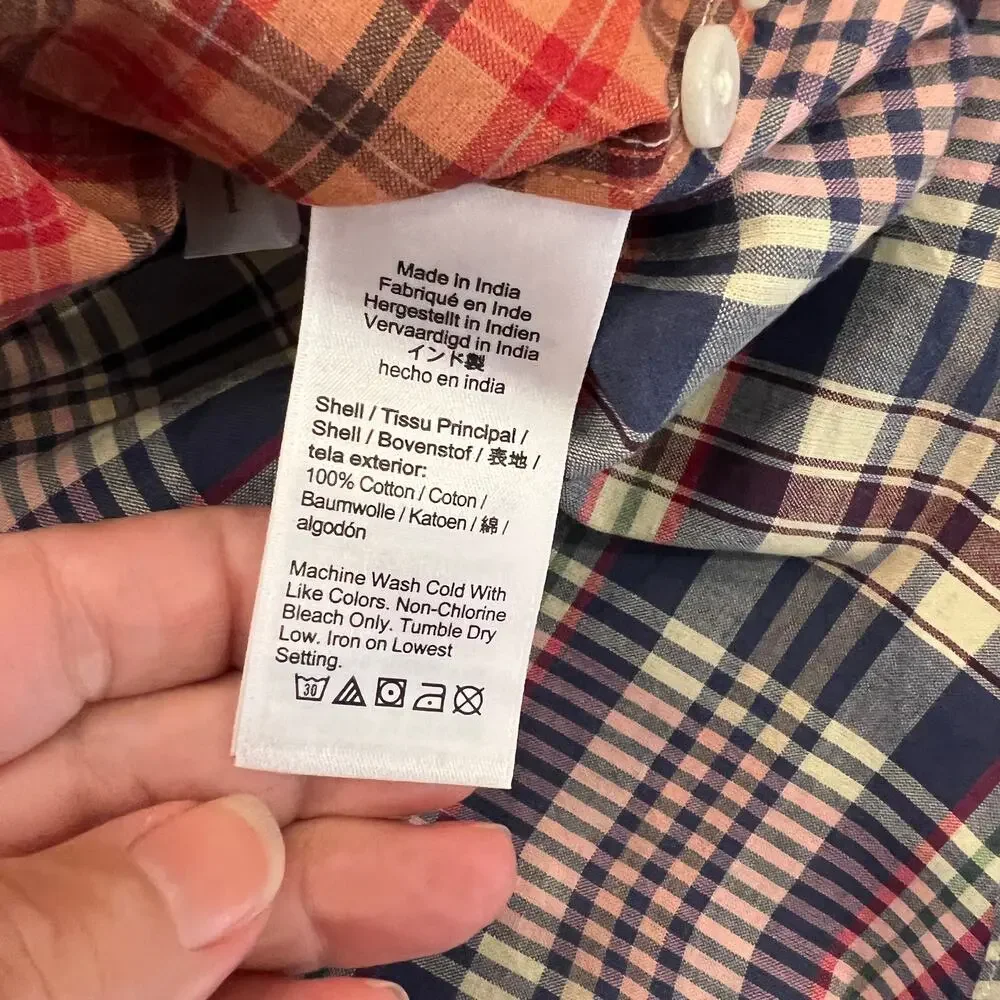 NWT J. Crew Men's Colorful Mixed Plaid Relaxed Indian Madras Shirt -